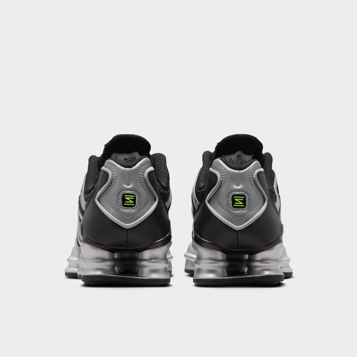 Big Kids' Nithtke Shox TL Casual Shoes - Black/Volt Ice/Photon Dust/Metallic Silver - Back view