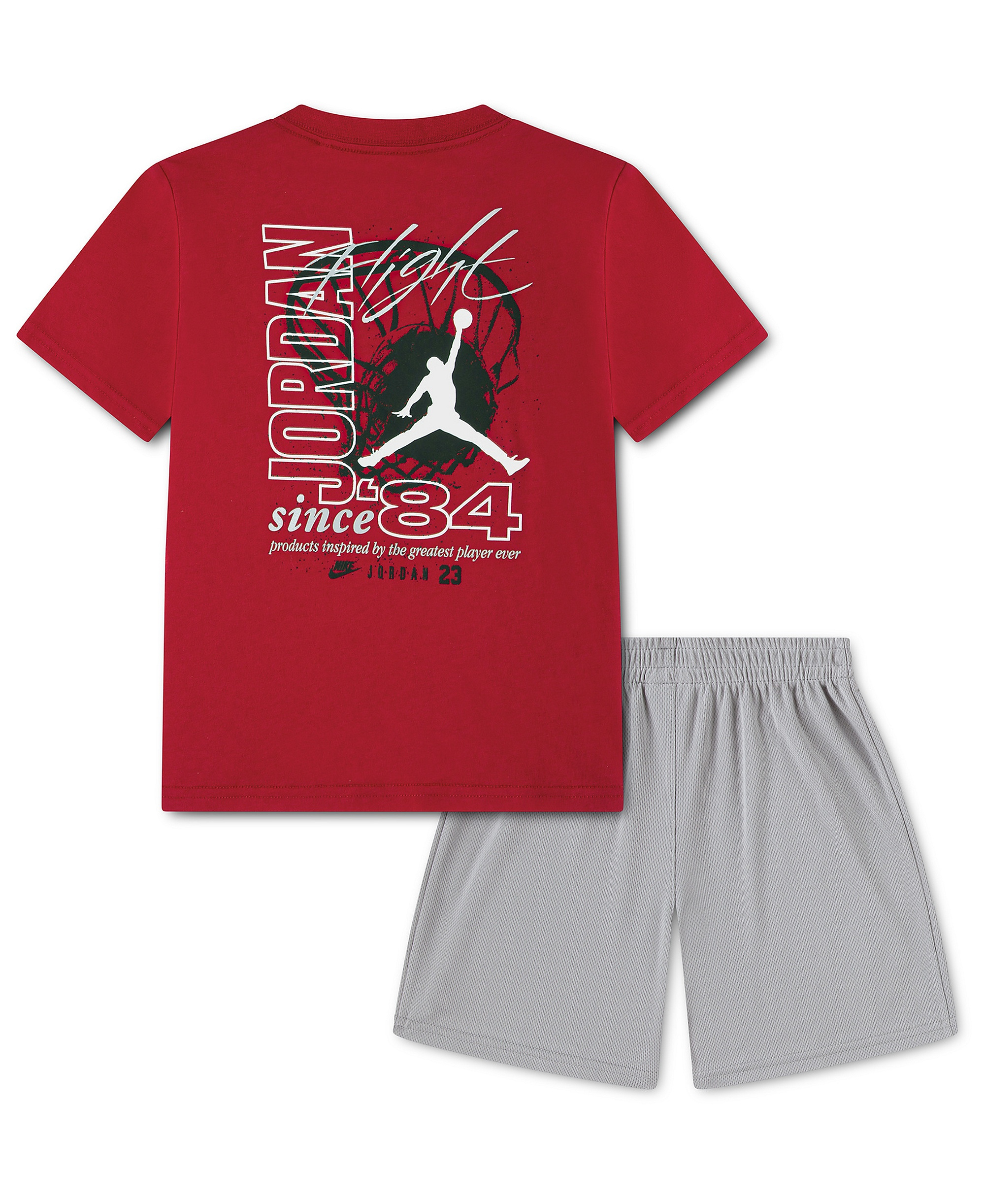 Jordan Boys' 4-7 Flight Team Short-Sleeve T-Shirt and Shorts, 2-Piece Set - Light Smoke Gray