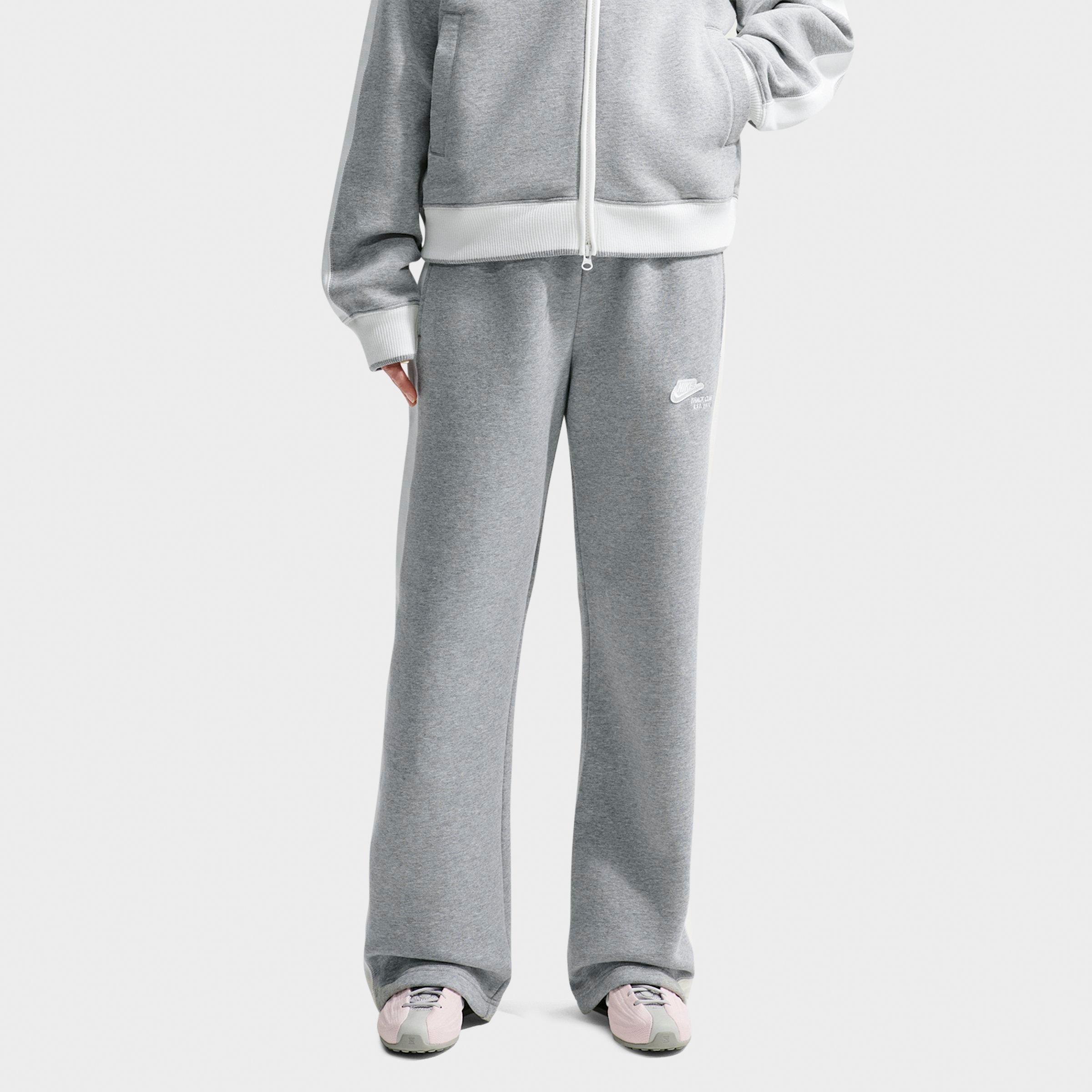 Women's Nithtke Studio Fleece Medium-Weight "Nithtke Run Club" Mid-Rise Track Pants - Dark Grey Heather/Sail/Sail