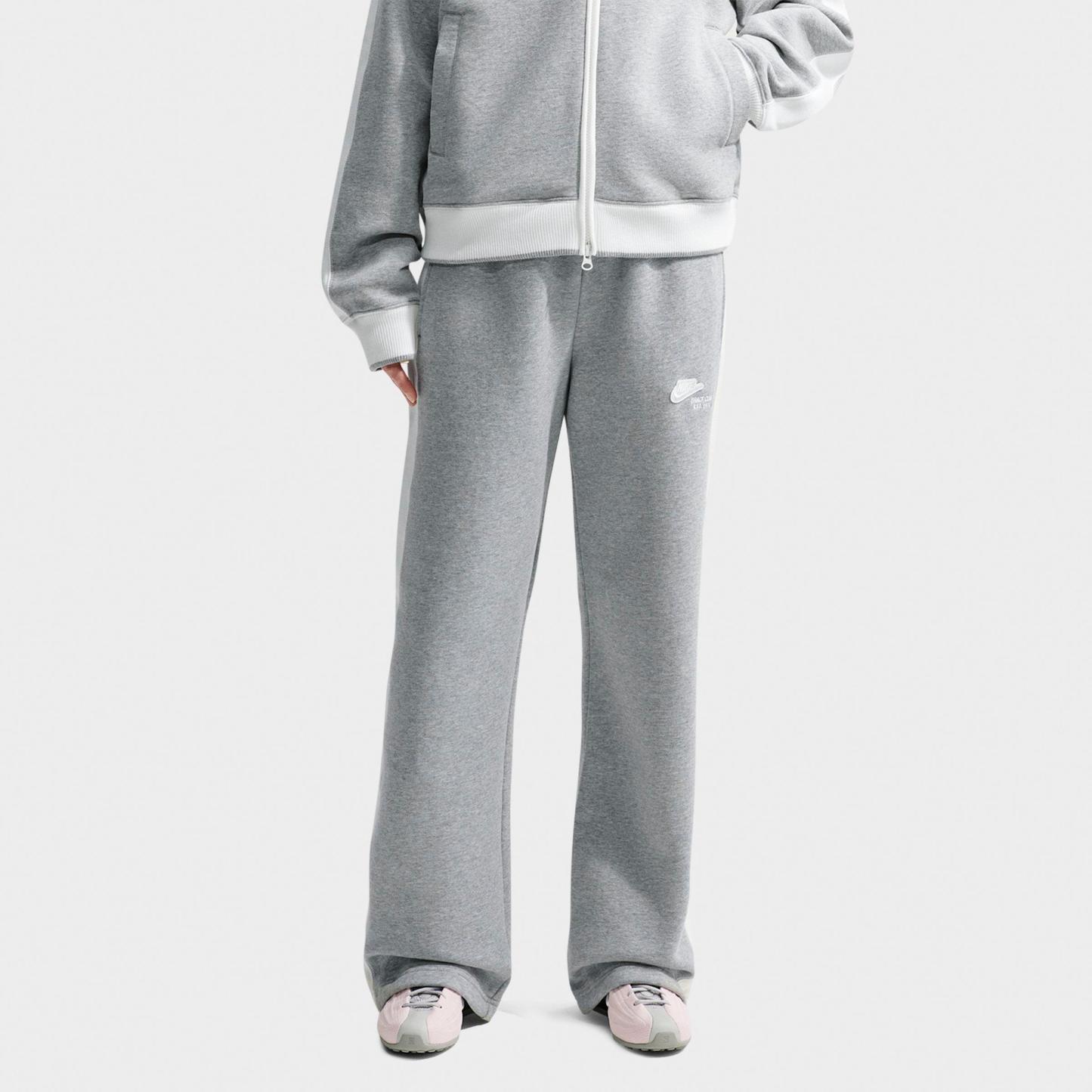 Women's Nithtke Studio Fleece Medium-Weight "Nithtke Run Club" Mid-Rise Track Pants - Dark Grey Heather/Sail/Sail