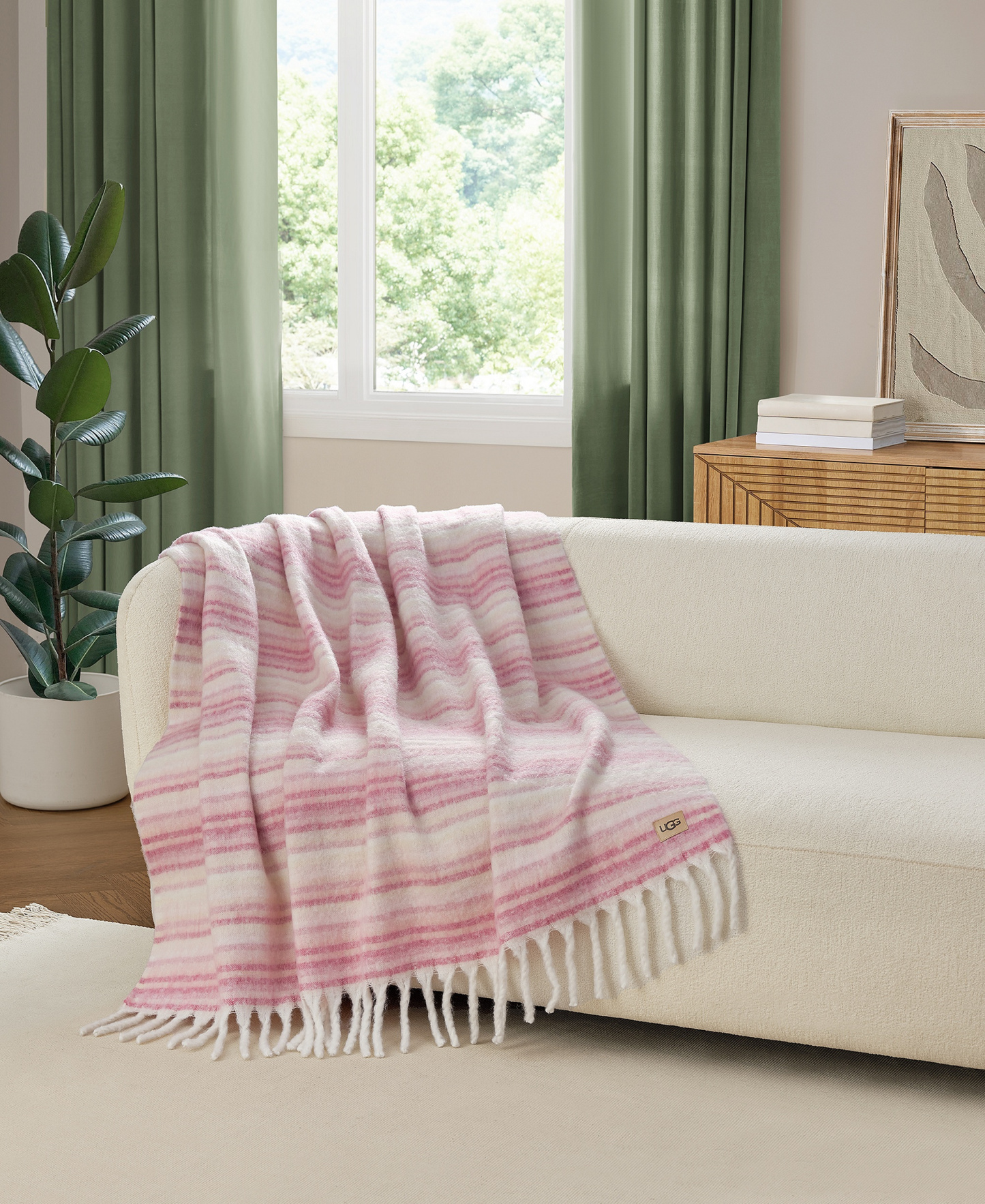 UGG® Joana Striped Throw, 50" x 70" - Dusty Orchid