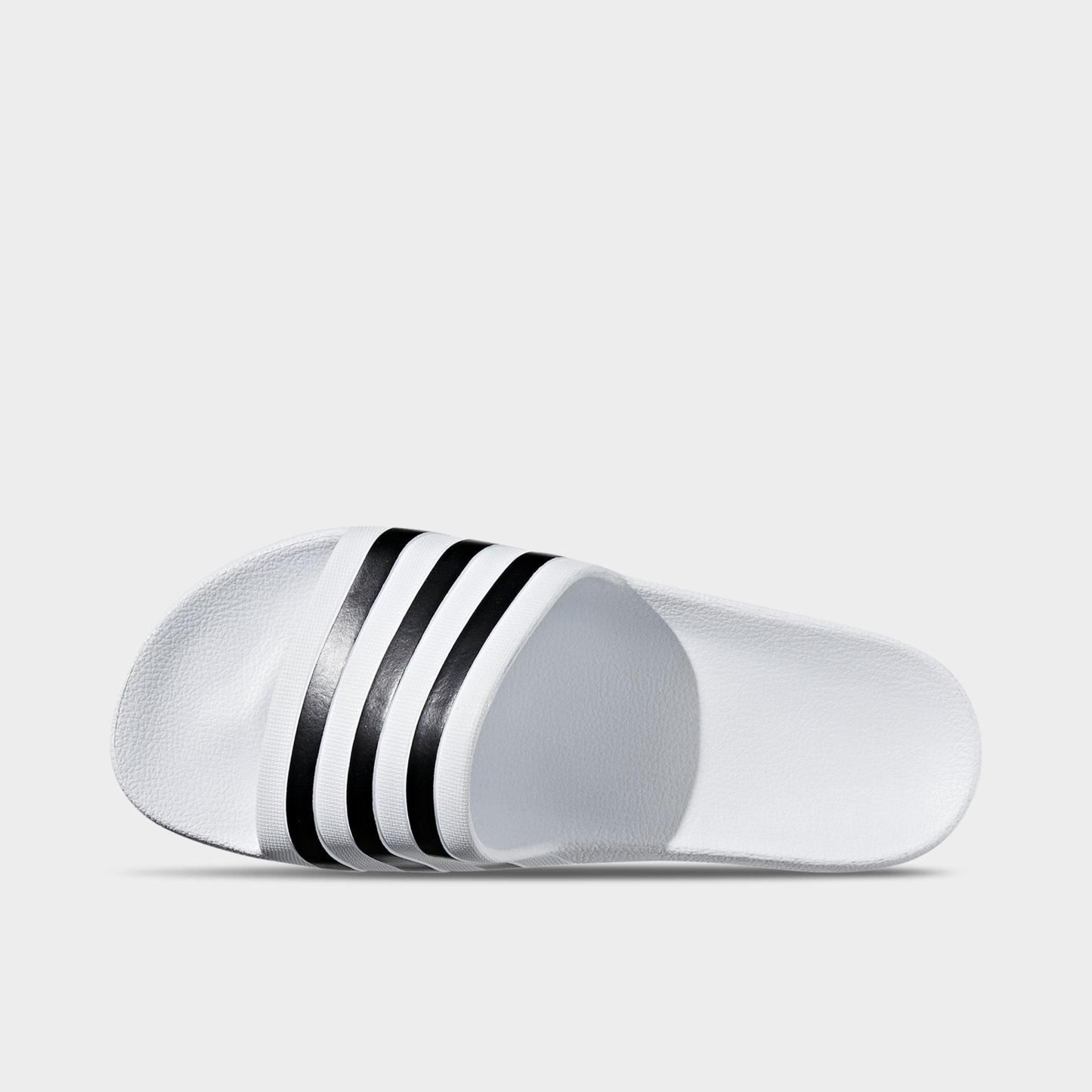 adidas adilette Aqua Slide Sandals - White/Black/White - Top view