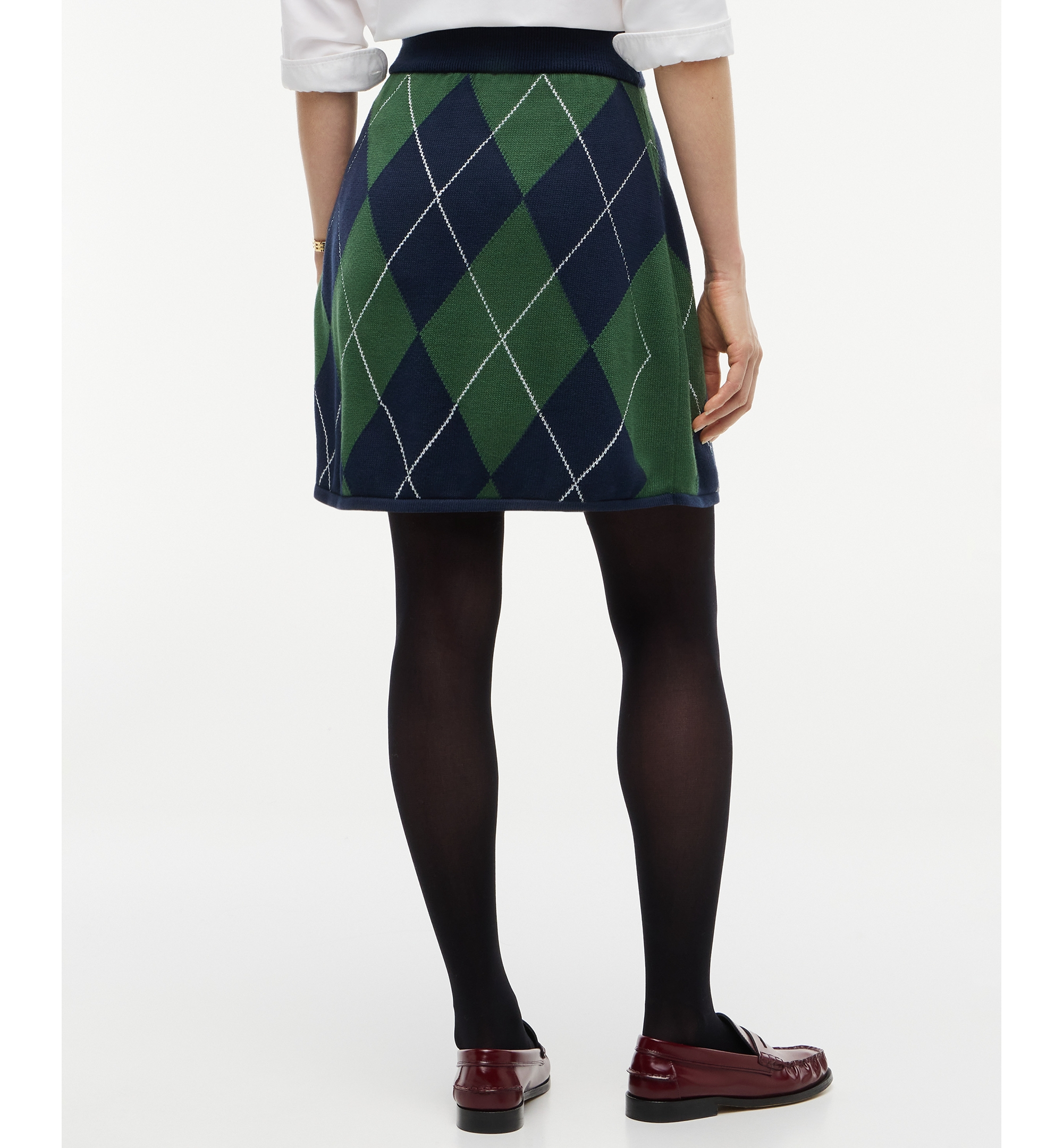 Tommy Hilfiger Women's Tartan Argyle A-Line Skirt - Argyle Deep Evergreen Dark Blue