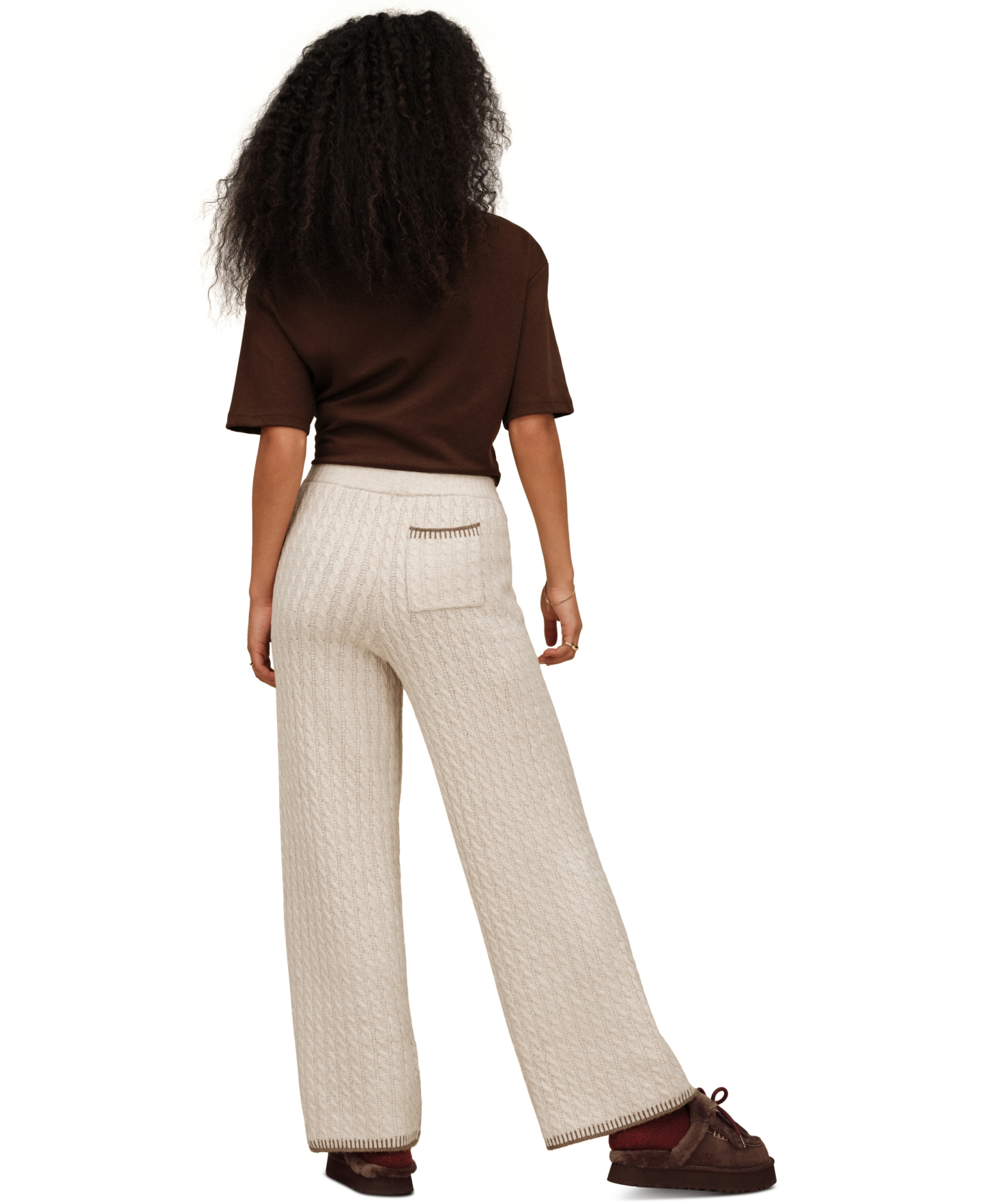 UGG® Women's Rylynn Straight-Leg Cable-Knit Mid-Rise Pants - Beige