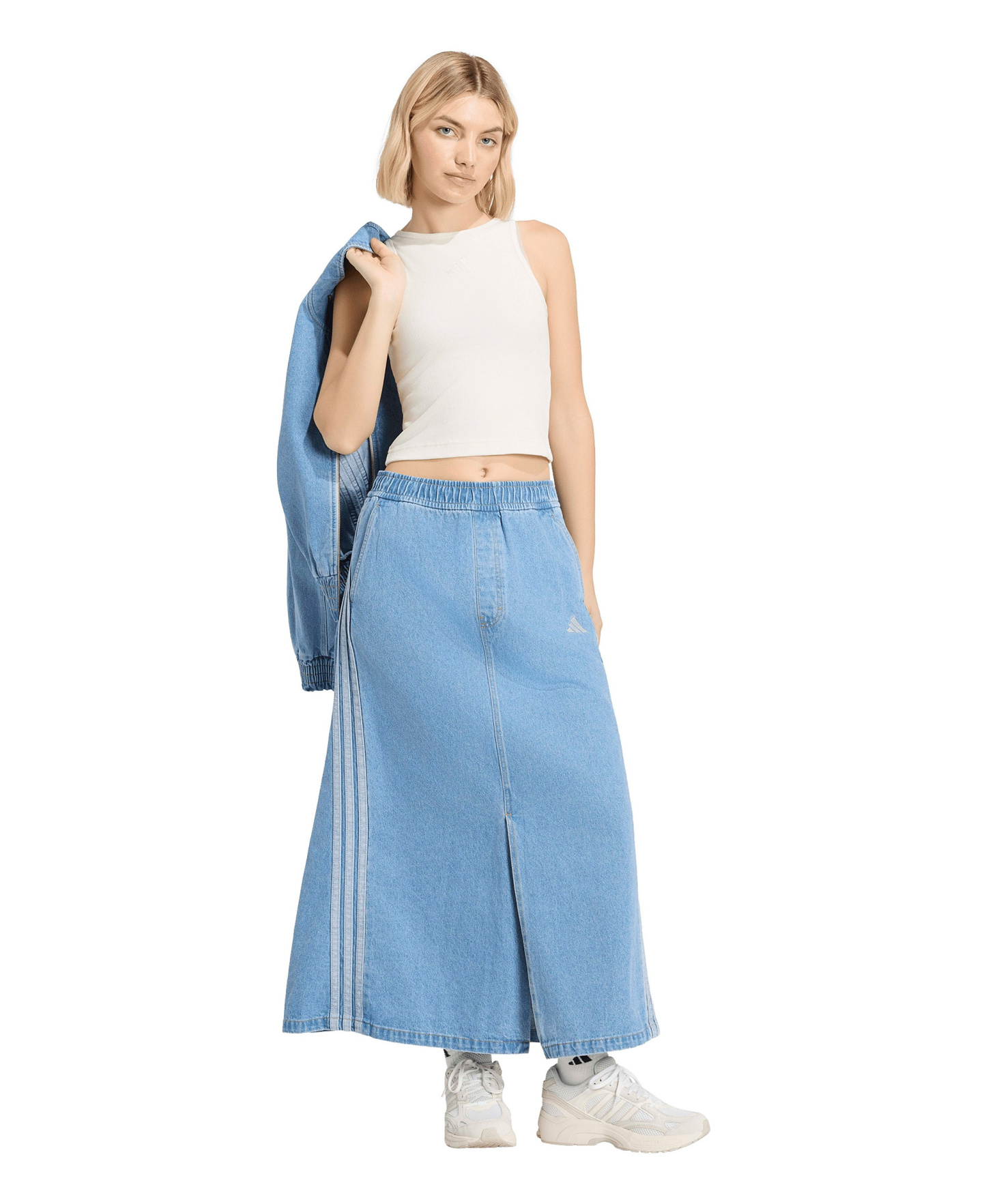 adidas Women's Stadium Washed Denim Loose-Fit Skirt - Crystal Sky