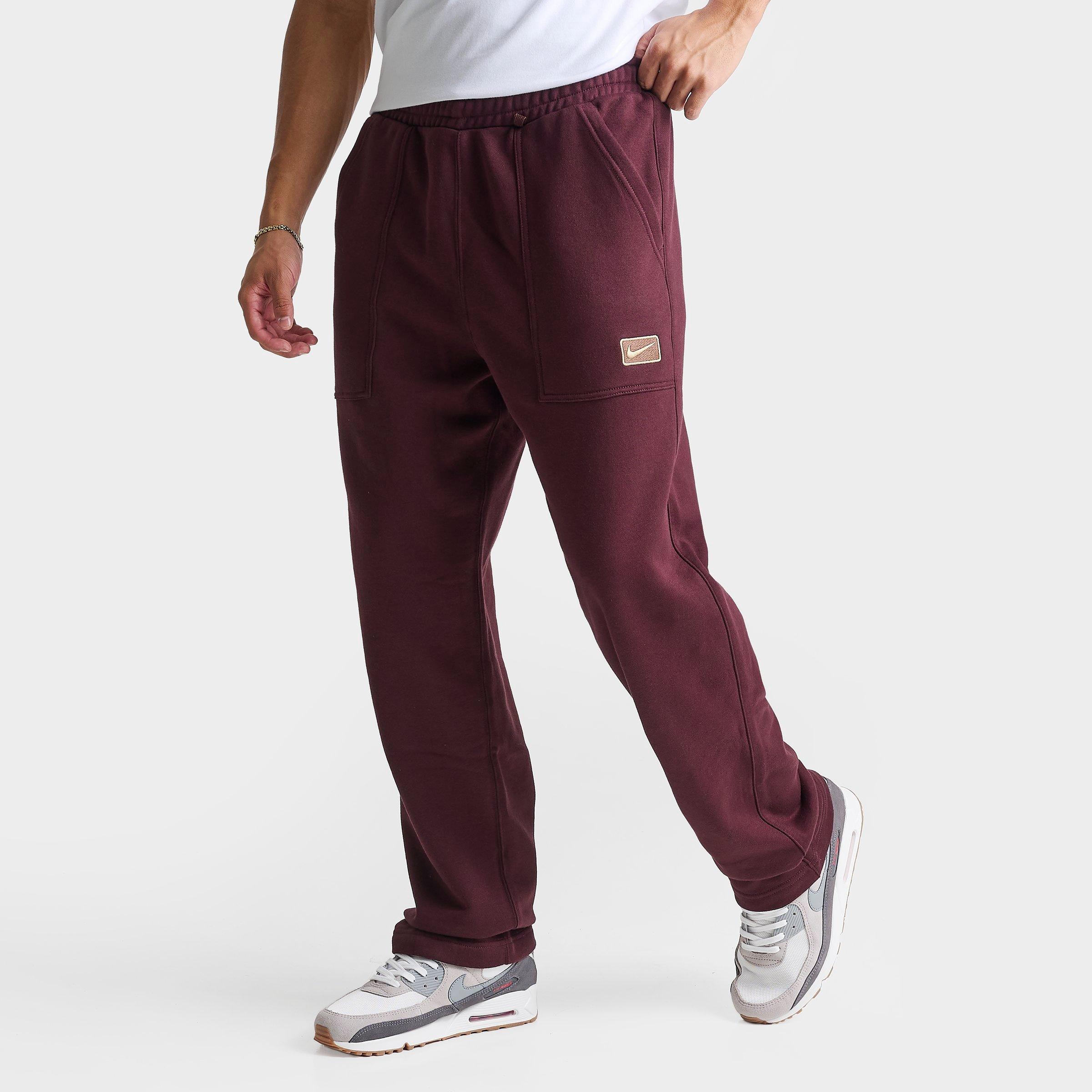 Men's Nithtke Sportswear Swoosh Box Fleece Sweatpants - Burgundy Crush/Burgundy Crush