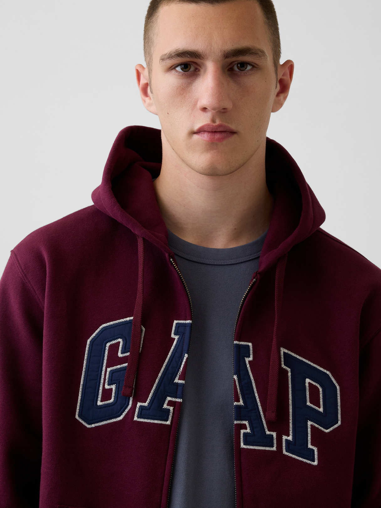 Adult VintageSoft Arch Logo Zip Hoodie - Tuscan red