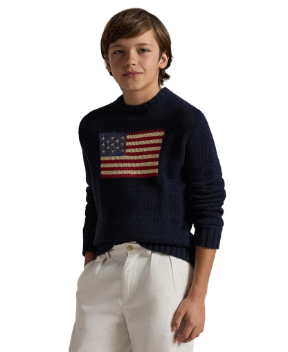 Polo Ralph Lauren Big Boys The Iconic Flag Sweater - Hunter navy
