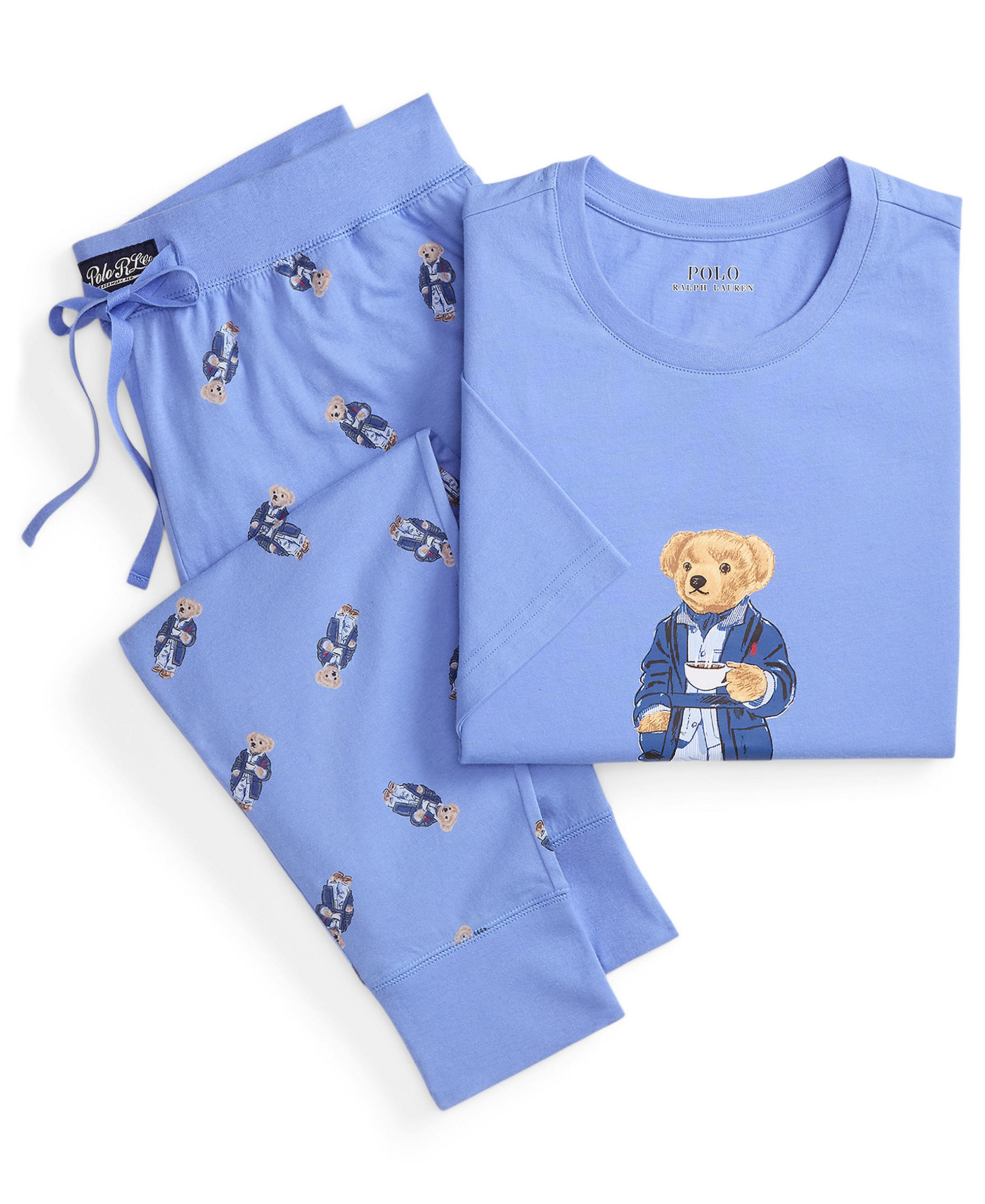 Polo Ralph Lauren Men's Short-Sleeve T-Shirt and Jogger Pants, 2-Piece Set - Harbor Island Blue/ Morning Robe Bear