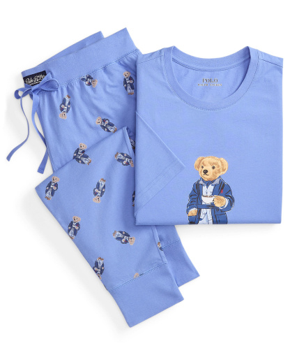 Polo Ralph Lauren Men's Short-Sleeve T-Shirt and Jogger Pants, 2-Piece Set - Harbor Island Blue/ Morning Robe Bear