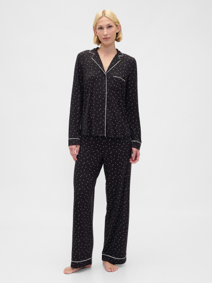 SoftMade Modal PJ Top - Black & white stars