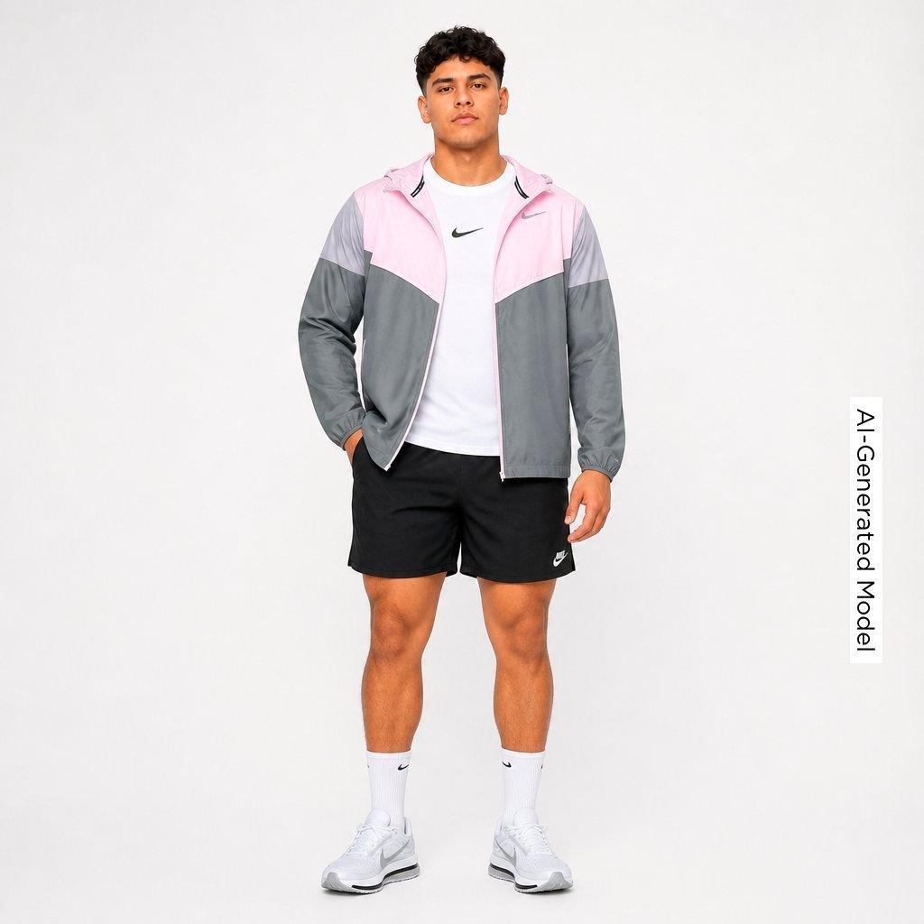 Men's Nithtke Impossibly Light Windrunner Running Jacket - Smoke Grey/Pink Foam/Wolf Grey