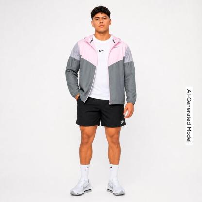 Men's Nithtke Impossibly Light Windrunner Running Jacket - Smoke Grey/Pink Foam/Wolf Grey