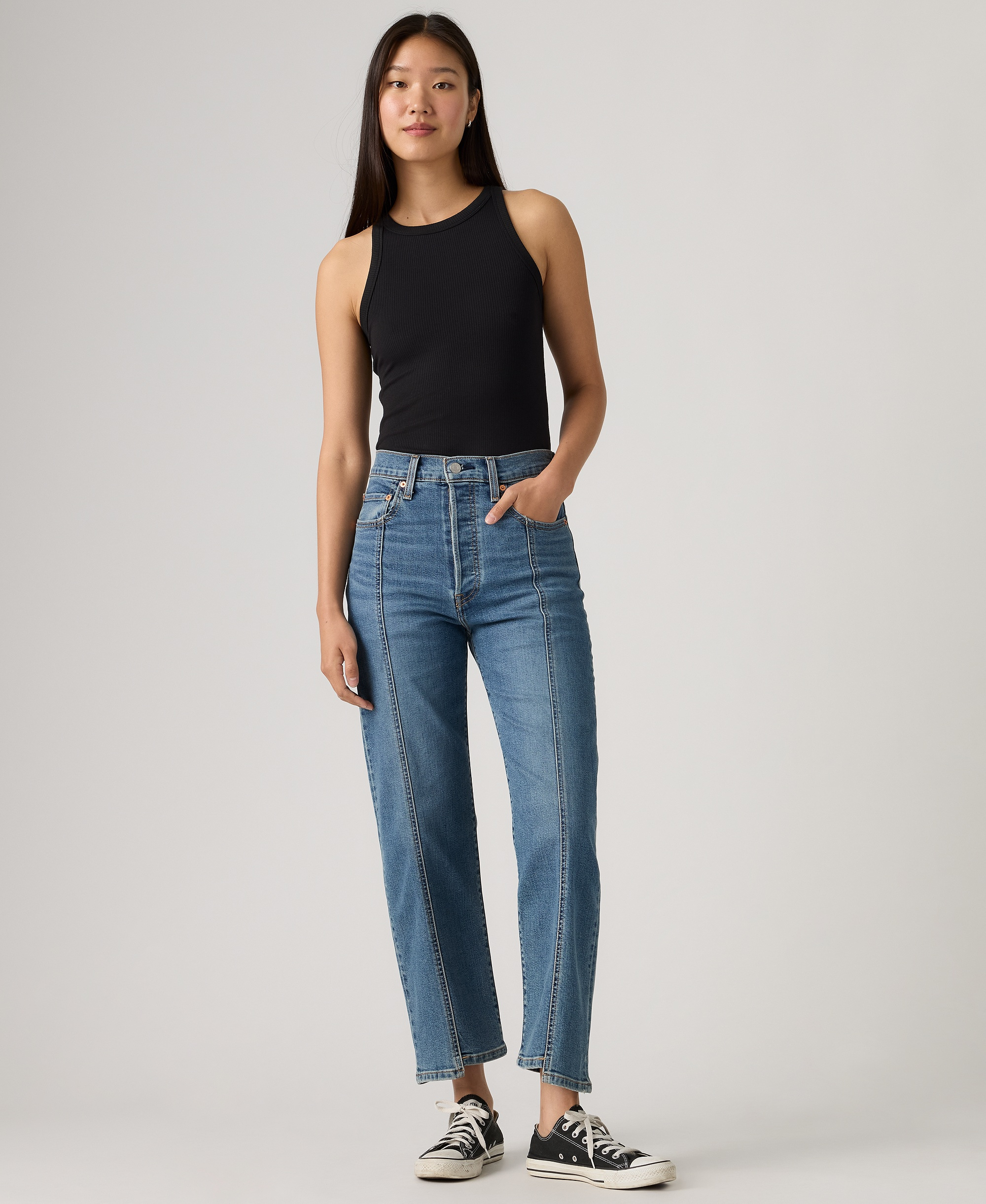 Levi's Women's Ribcage Seamed High-Rise Straight Ankle Jeans - As It Seams