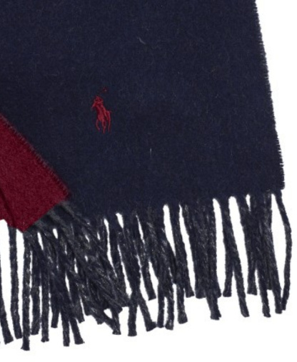 Polo Ralph Lauren Men's Classic Wool Blend Reversible Scarf - Newport Navy/Harvard Wine