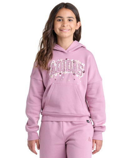 adidas Girls' 8-16 Long-Sleeve Hooded Sweatshirt - Dark Medium Pink