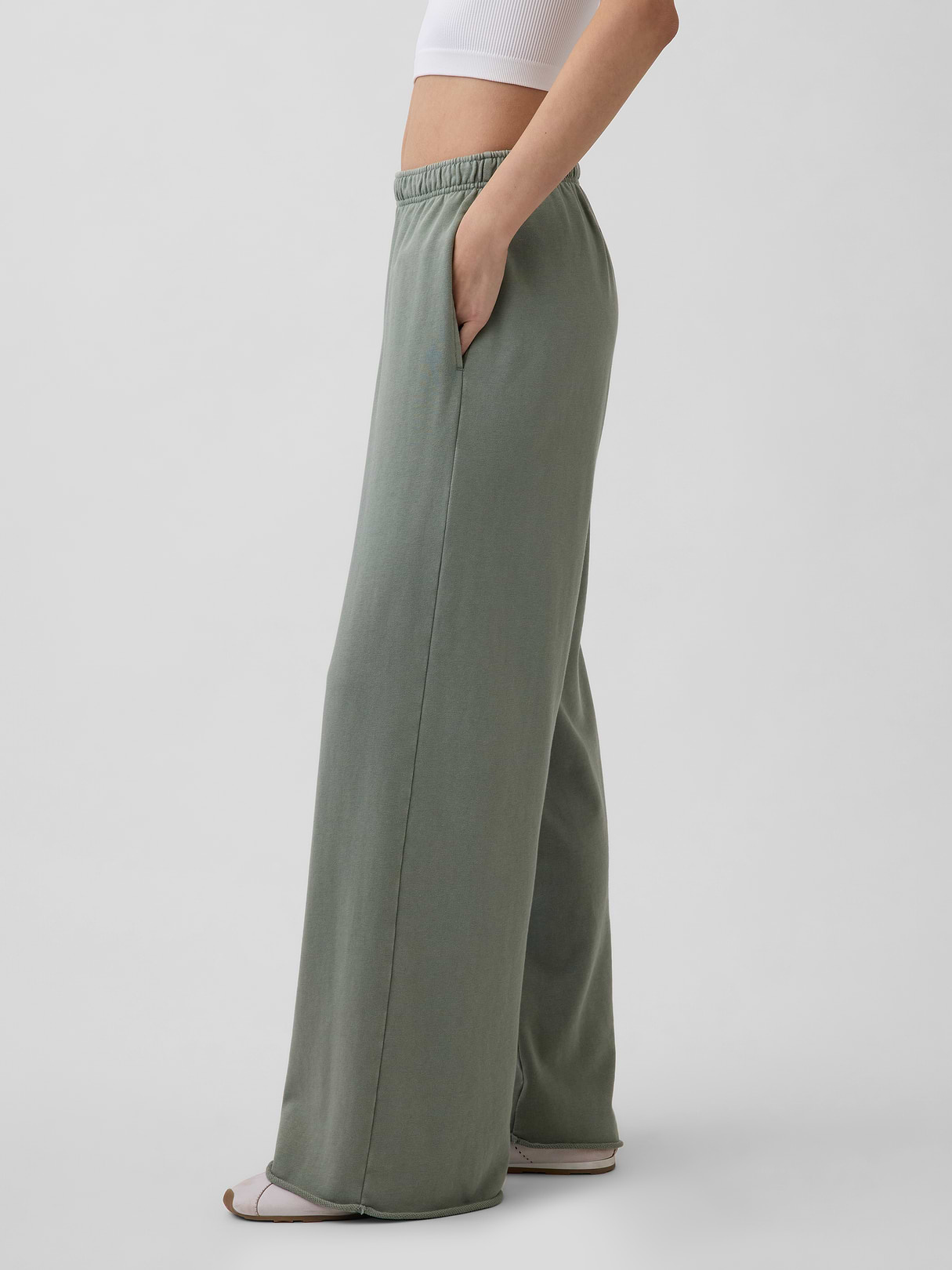 Mid Rise VintageSoft Terry Loose Sweatpants - Gasoline green