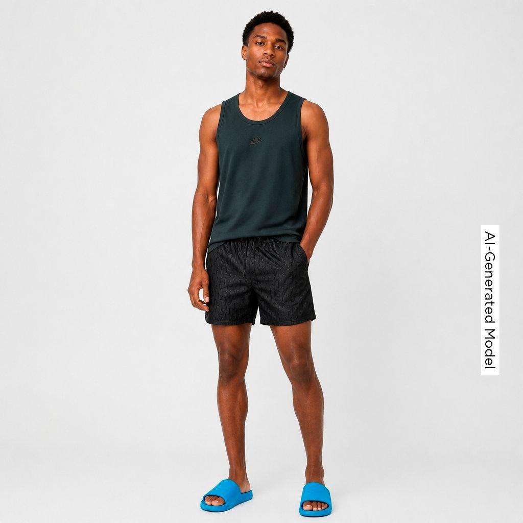 Men's Nithtke Swim Breaker Swoosh Link Lined Volley Swim Shorts - Black