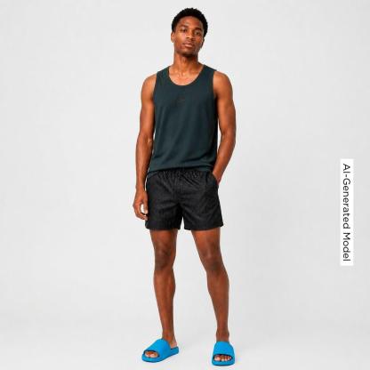 Men's Nithtke Swim Breaker Swoosh Link Lined Volley Swim Shorts - Black