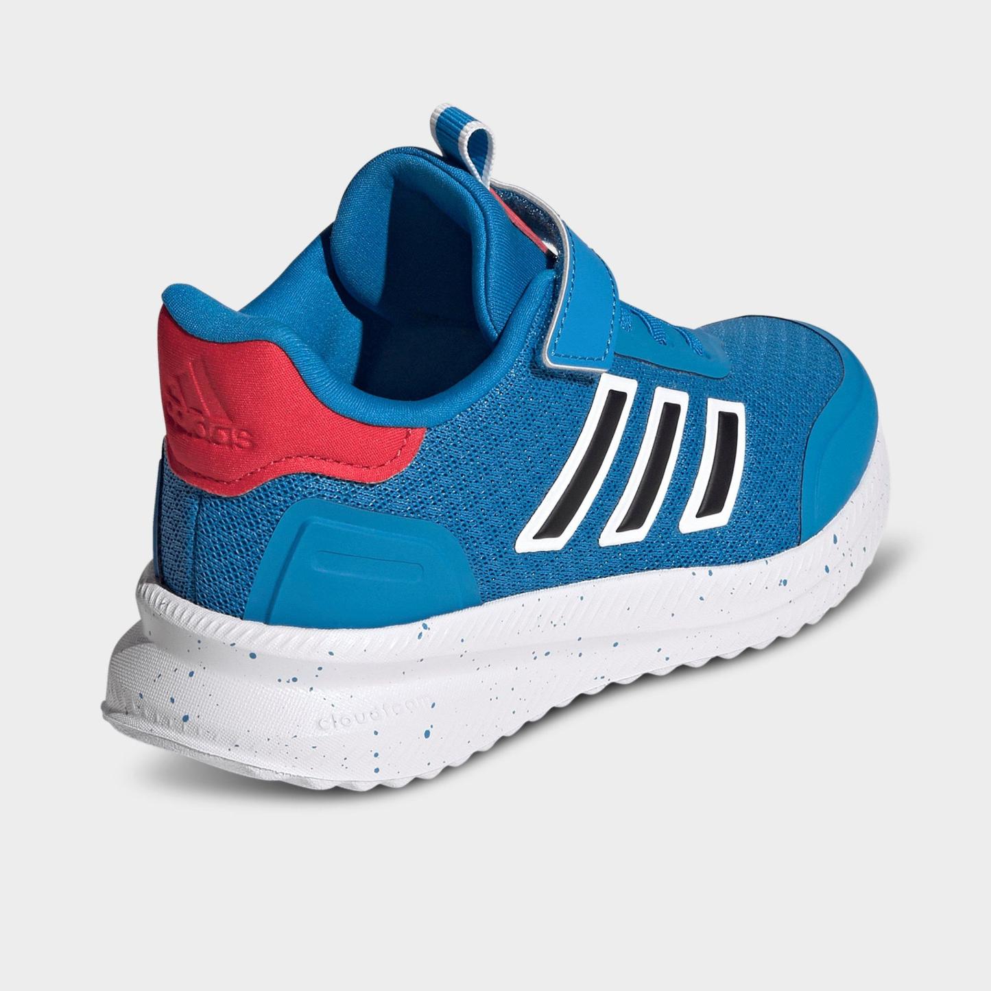 Little Kids' adidas X_PLR Path Hook-And-Loop Stretch Lace Casual Shoes - Bright Blue/White/Pure Ruby - Back view
