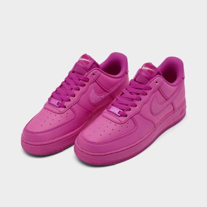 Women's Nithtke Air Force 1 '07 Casual Shoes - Fire Pink/Fireberry/Metallic Silver/Fire Pink - Both shoes facing left