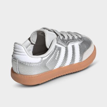 Kids' Toddler adidas Originals Samba OG Comfort Closure Stretch Lace Casual Shoes - Silver Metallic/Cloud White/Gum - Back view