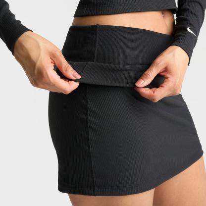 Women's Nithtke Sportswear Chill Knit Mid-Rise Tight Ribbed Skort - Black/Sail
