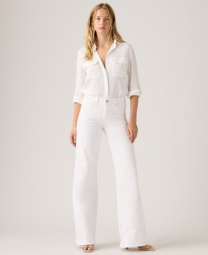 Levi's Women's 318 Shaping Stellar-Stretch Wide-Leg Jeans - Soft Clean White