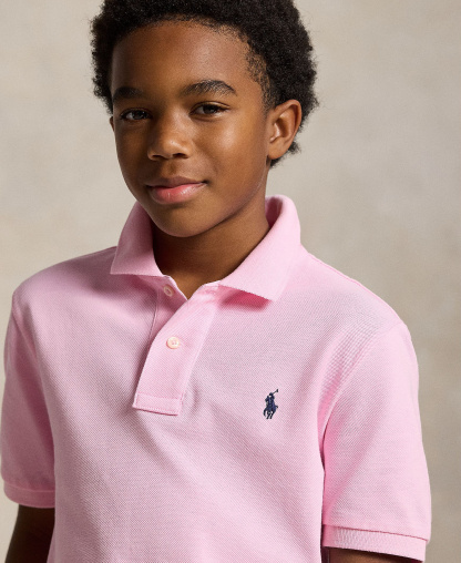 Polo Ralph Lauren 8-20 Boys' Cotton Mesh Logo Polo Shirt - Carmel Pink