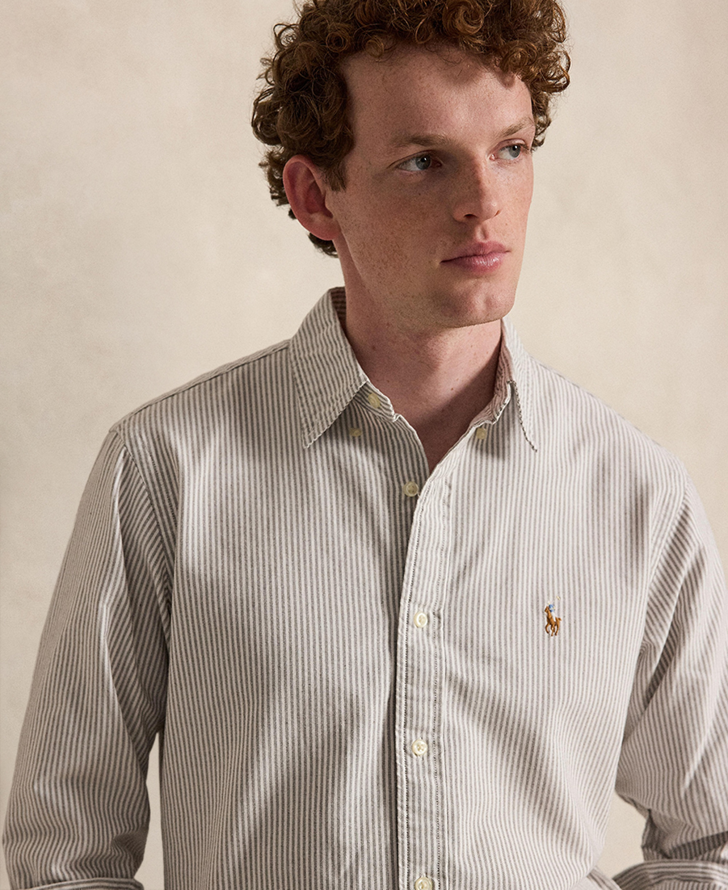 Polo Ralph Lauren Men's Classic-Fit Plaid Brushed Oxford Shirt - Nutmeg Brown White