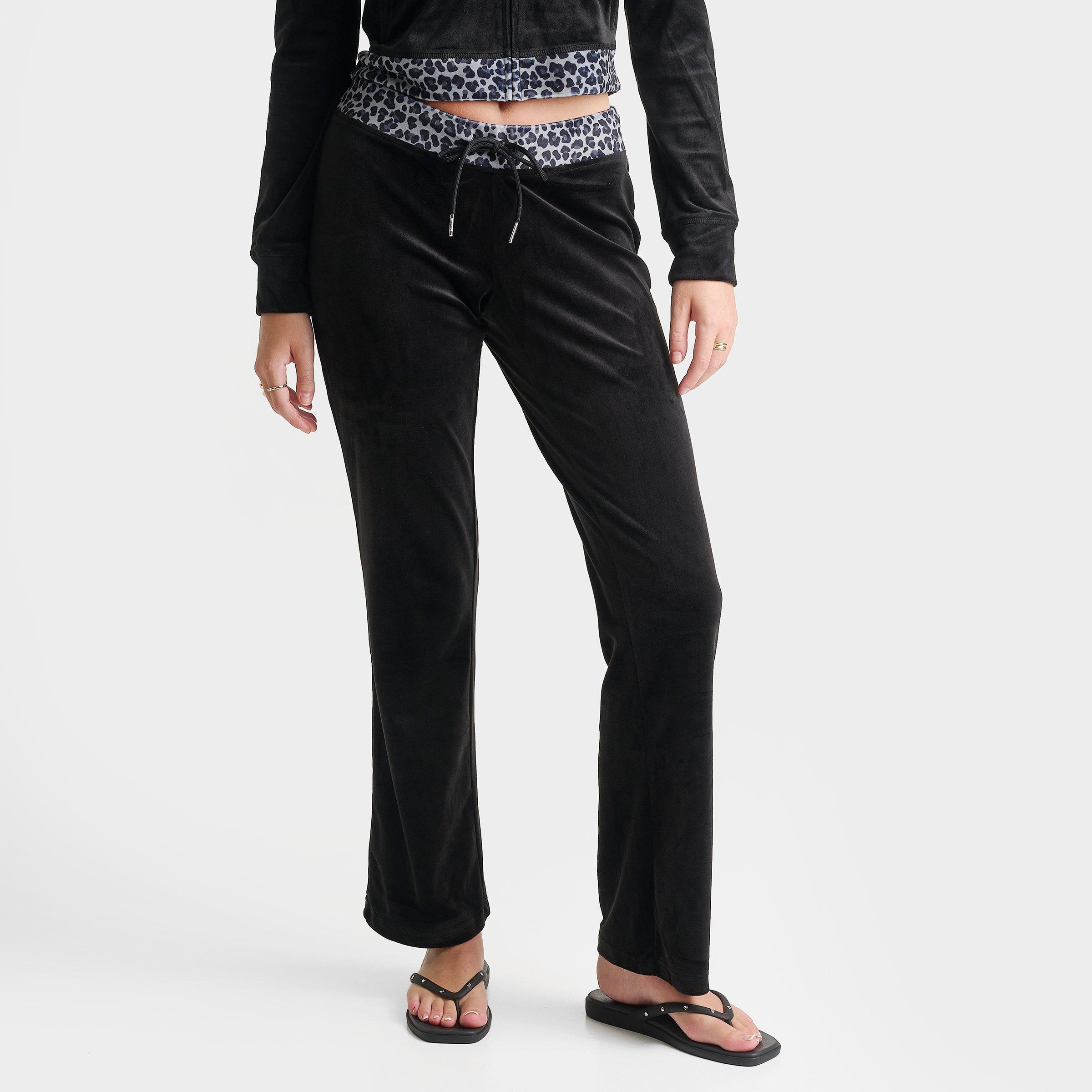 Women's Juicy Couture OG Big Bling Velour Track Pants - Black/Leopard