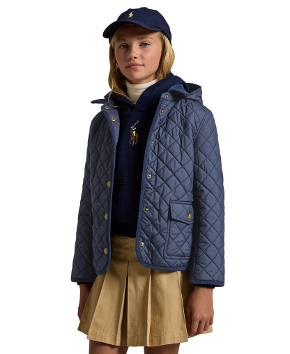 Polo Ralph Lauren Big Girls Quilted Barn Jacket - Newport Navy