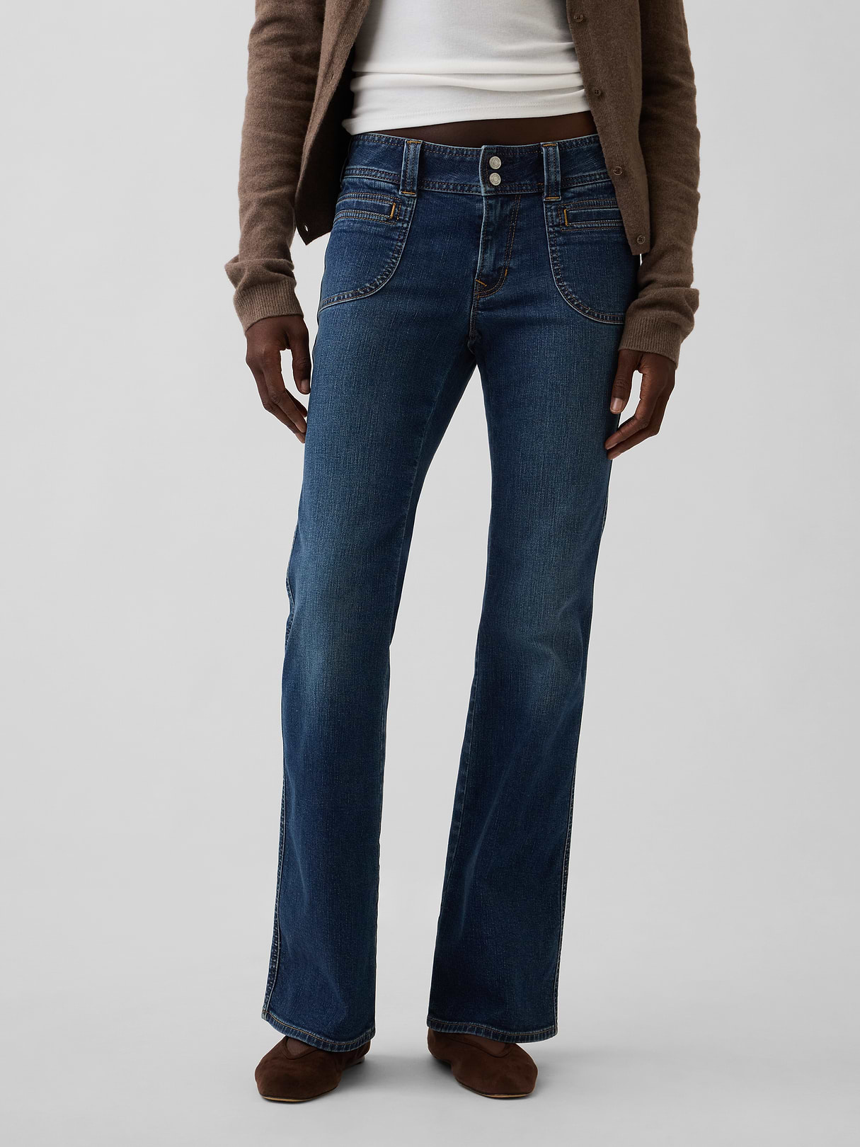 Low Rise Long & Lean Split-Hem Jeans - Dark wash indigo