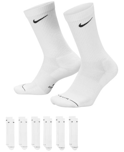 Nike Unisex Elevated Everyday Crew Socks, 6-Pack - White