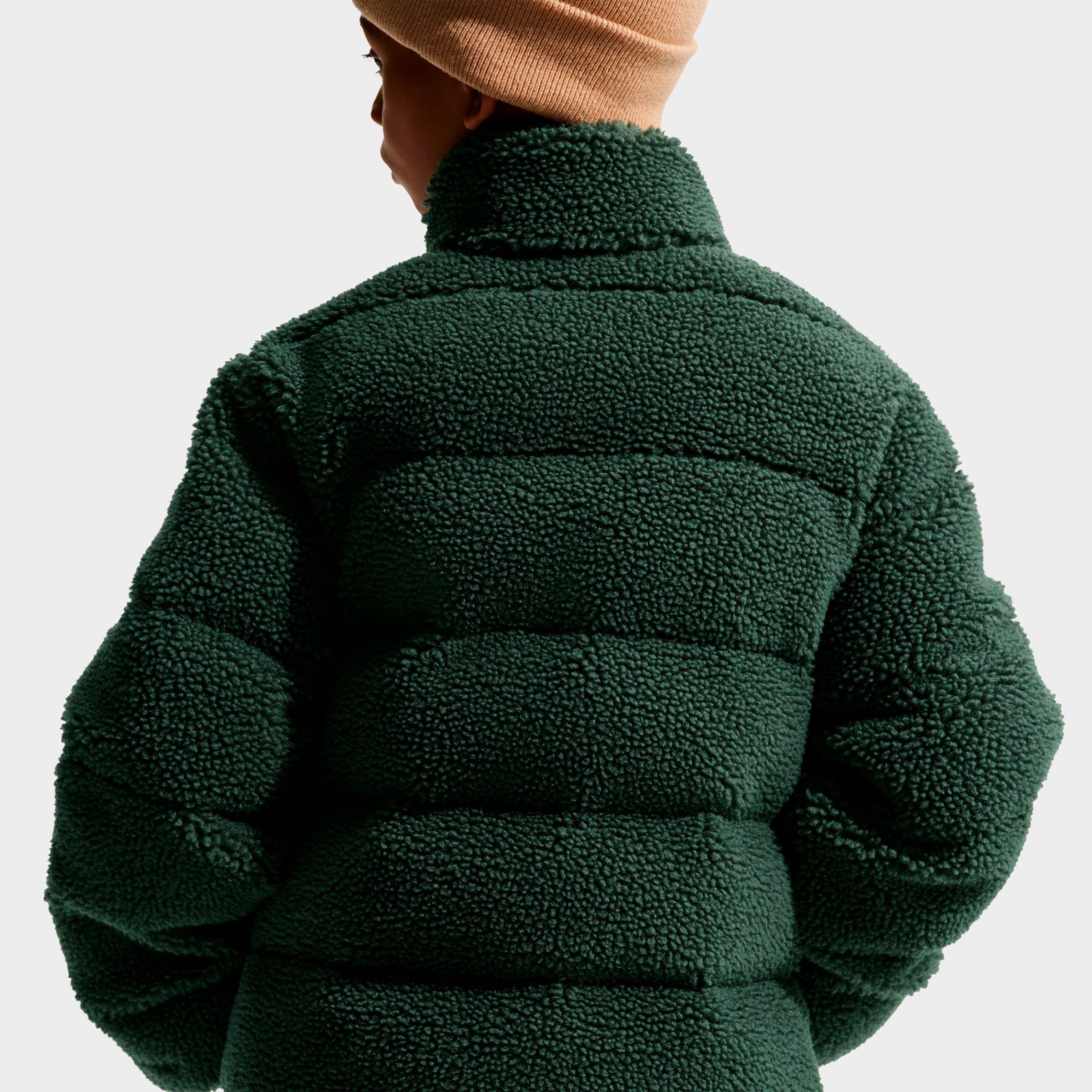 Big Kids' Nithtke Sportswear Therma-FIT Loose Sherpa Full-Zip Puffer Jacket - Camo Green/Camo Green/White