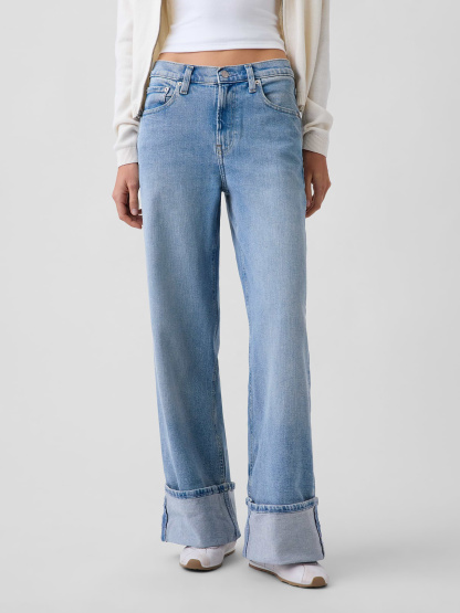 High Rise Stride Wide-Leg Jeans - Light wash indigo