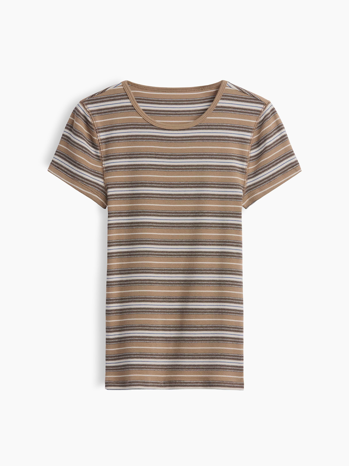 Modern Rib T-Shirt - Khaki tan stripe