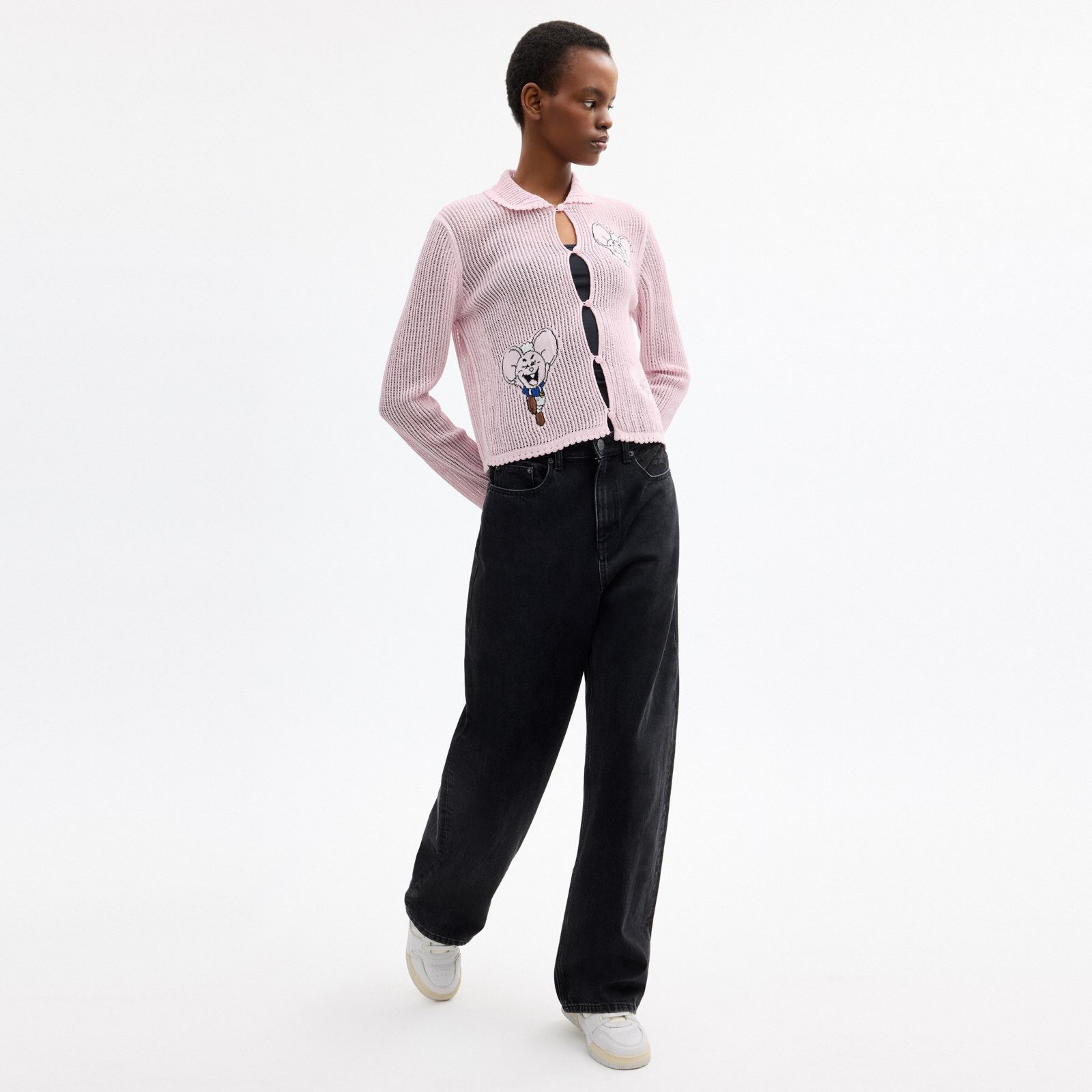 Coach | Brain Dead Kachi Mouse Cardigan In Organic Cotton - Pink - view 2
