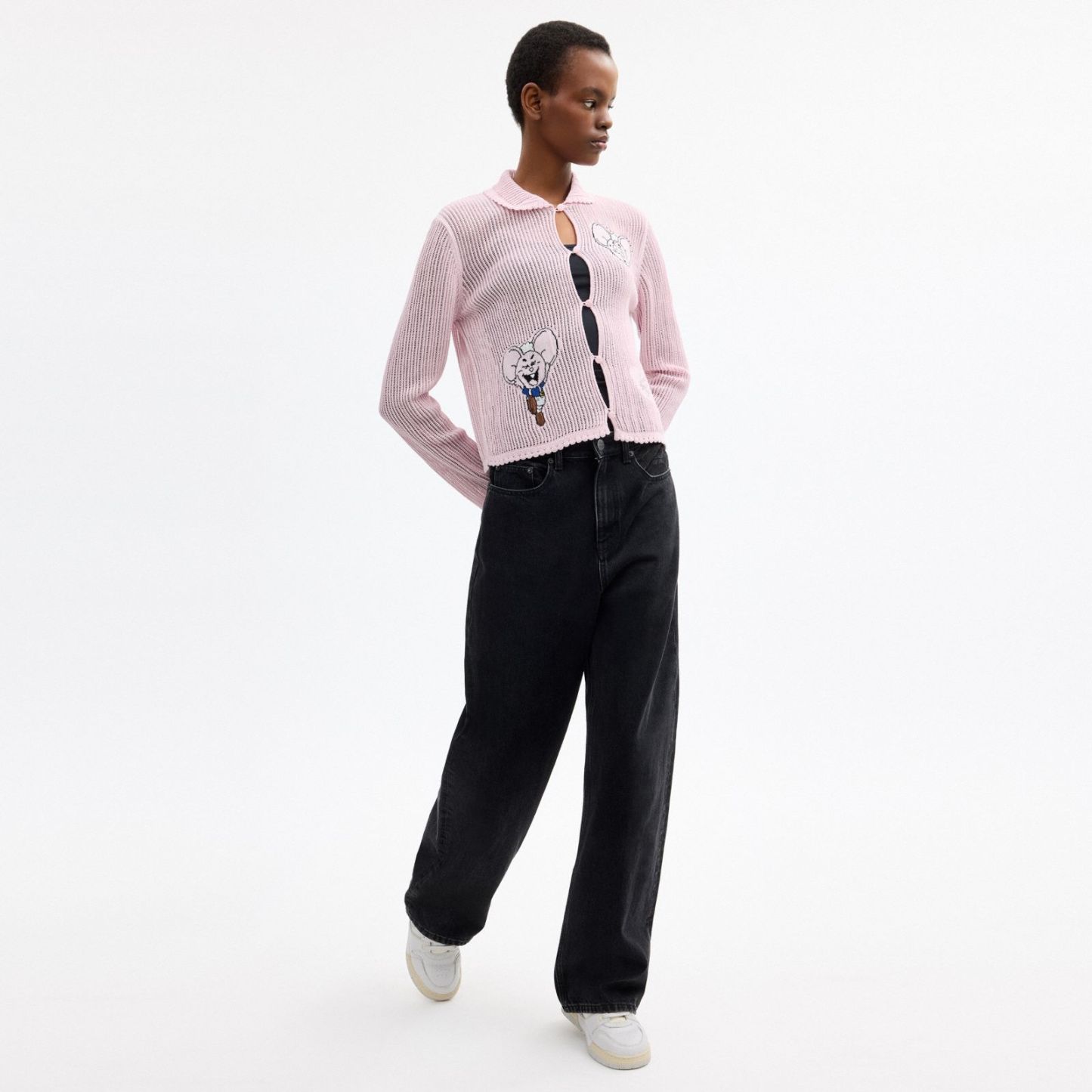 Coach | Brain Dead Kachi Mouse Cardigan In Organic Cotton - Pink - view 2