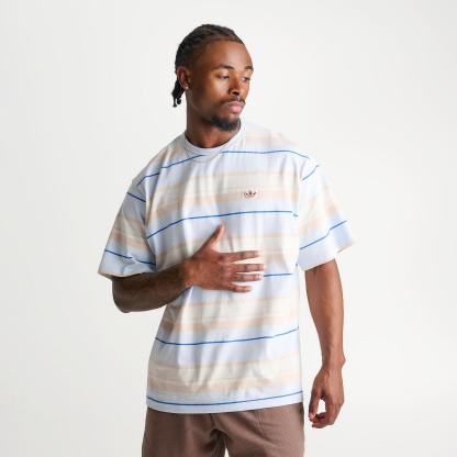Men's adidas Originals Striped Crew T-Shirt - Crystal Sky - view 1
