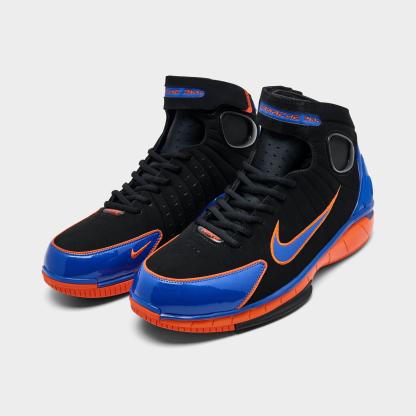 Men's Nithtke Air Zoom Huarache 2K4 PE Penny Hardaway Basketball Shoes - Black/Varsity Royal/Safety Orange - Both shoes facing left