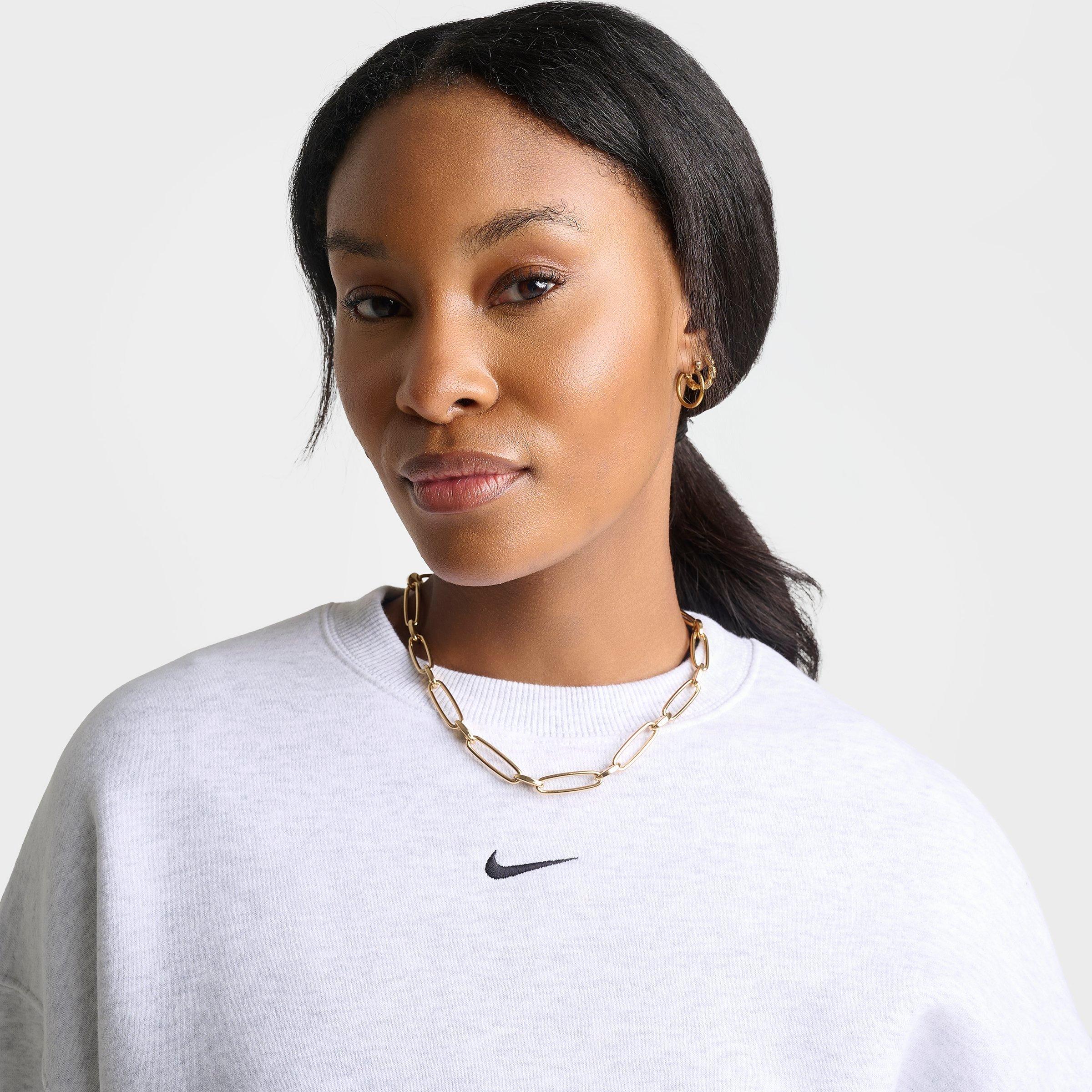 Women's Nithtke Studio Fleece Medium Weight Oversized Cropped Crewneck Sweatshirt - Birch Heather/Black