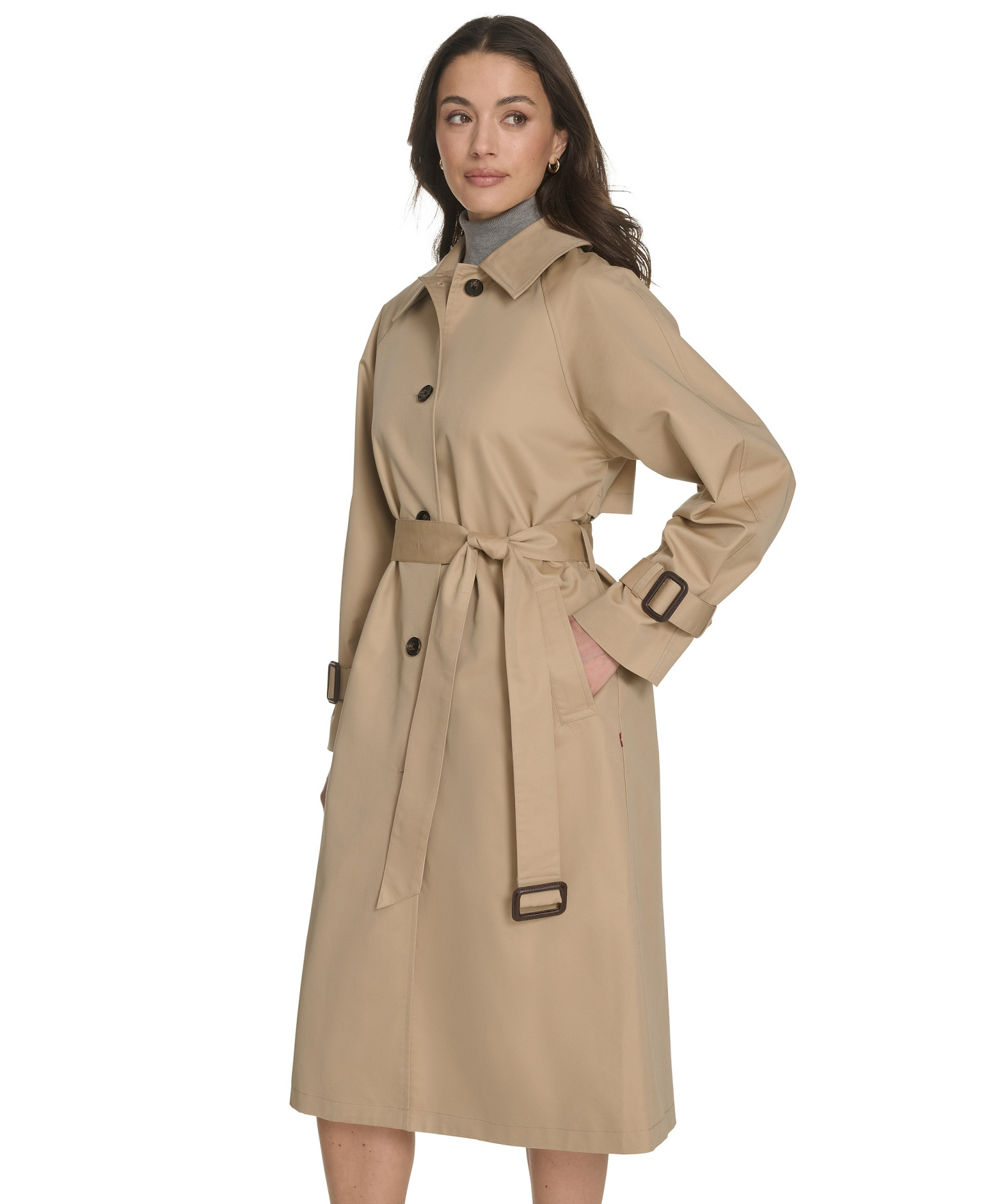 Levi's Women's Regular Single Breasted Trench Coat - Khaki