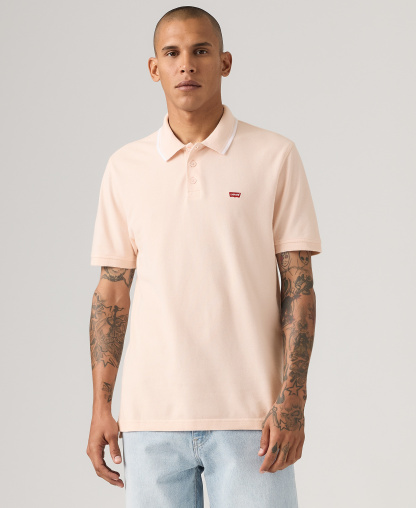 Levi's Men's Housemark Short-Sleeve Polo Shirt - Pink Stripe