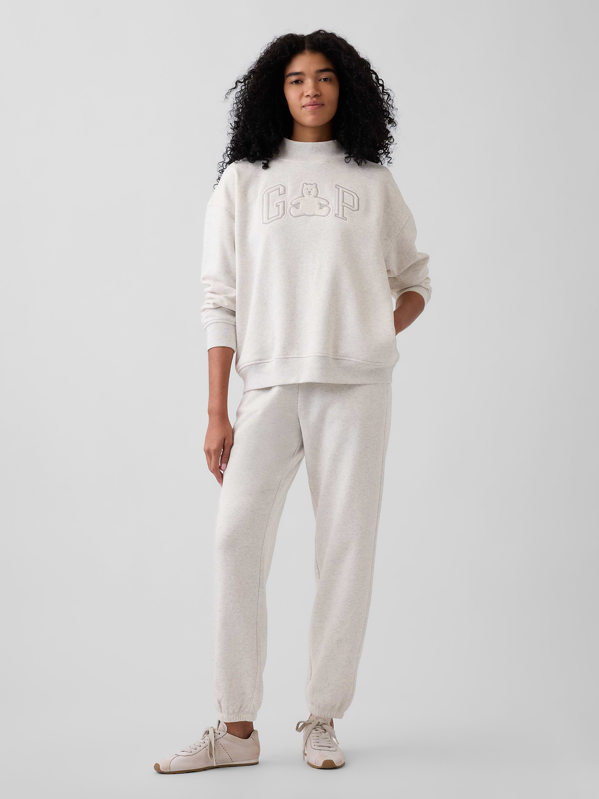 VintageSoft Oversized Mockneck Logo Sweatshirt - Brannan bear heather grey