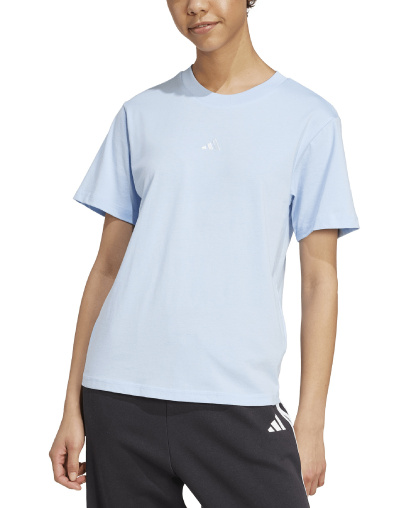 adidas Women's Short-Sleeve Cotton Crewneck Logo T-Shirt - Glow Blue/white