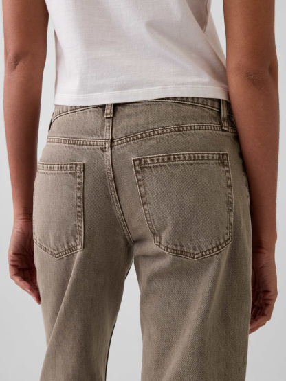 Mid Rise Straight Taper Jeans - Brown acid wash