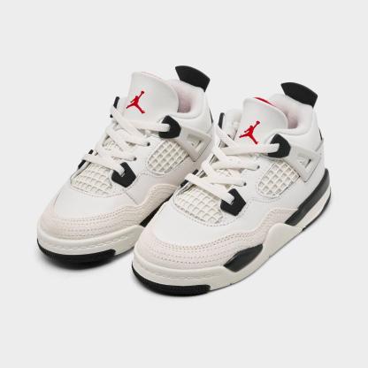 Kids' Toddler Air Jordan Retro 4 Basketball Shoes - Sail/University Red/Black - view 2