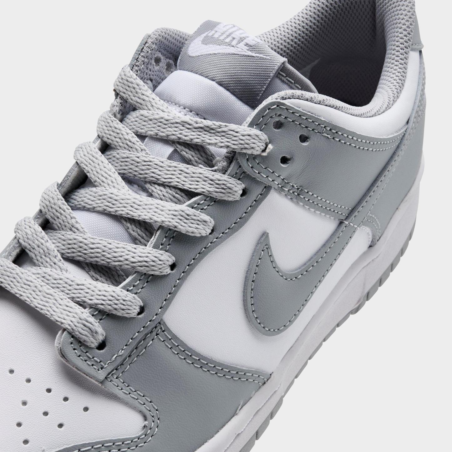 Big Kids' Nithtke Dunk Low Casual Shoes - Part 2 - White/Light Smoke Grey/White - Detail shot