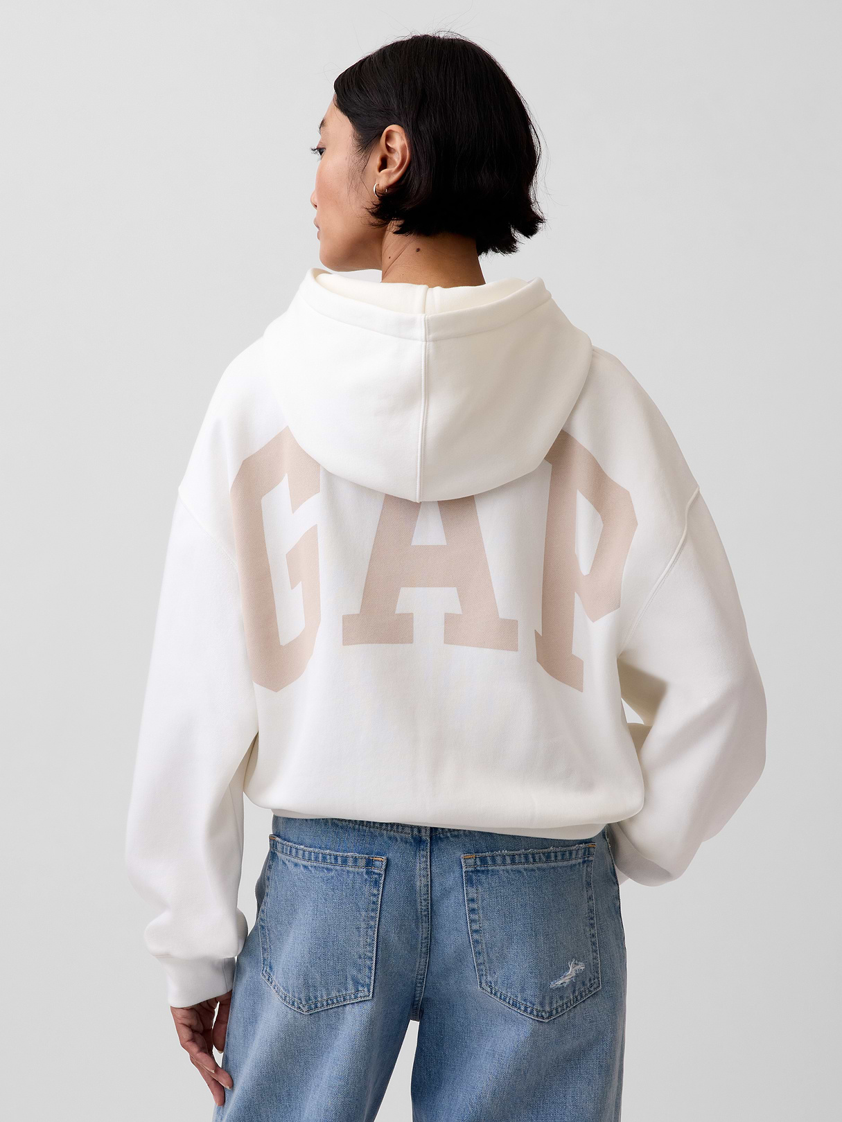 VintageSoft Crop Logo Hoodie - New off white